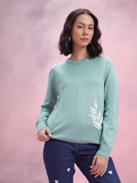 DressBerry Floral Embroidered Acrylic Pullover
