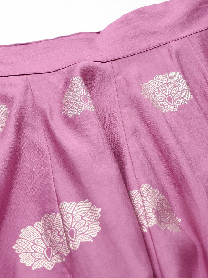Anouk Printed Ready to Wear Halter Neck Smocked Lehenga & Blouse With Dupatta
