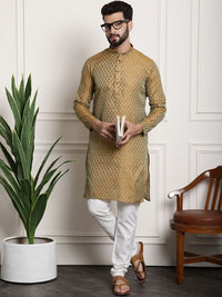 SOJANYA Ethnic Motifs Woven Design Band Collar Straight Kurta