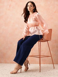 all about you Puff Sleeves Waist Tie-Up Top