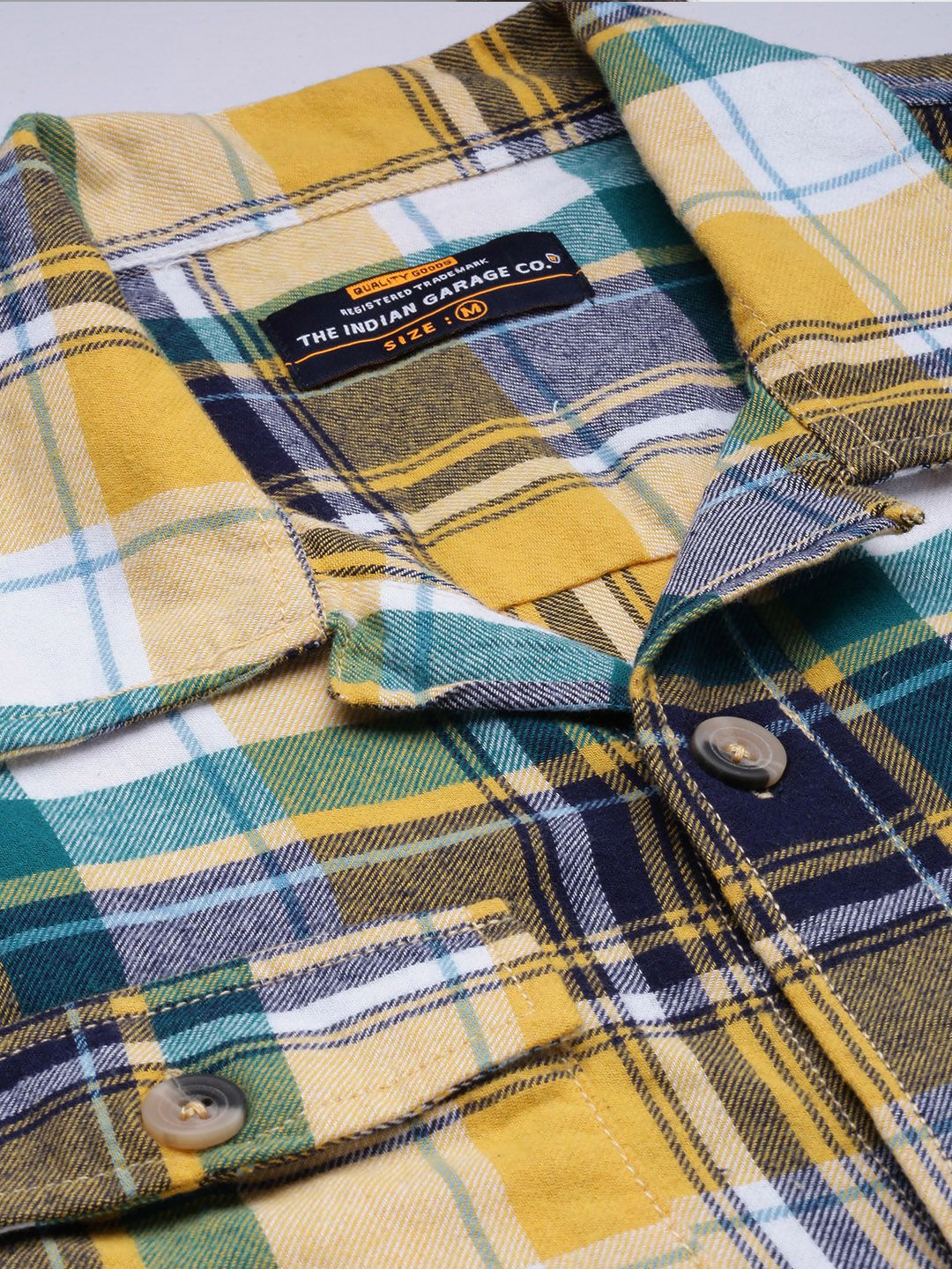 The Indian Garage Co Men Regular Fit Checked Double Flap Pocket Flannel Shirt