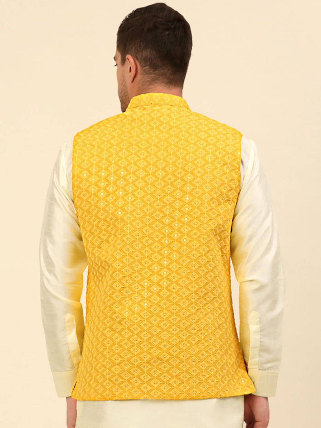 Anouk Yellow Embroidered Sequinned Nehru Jacket