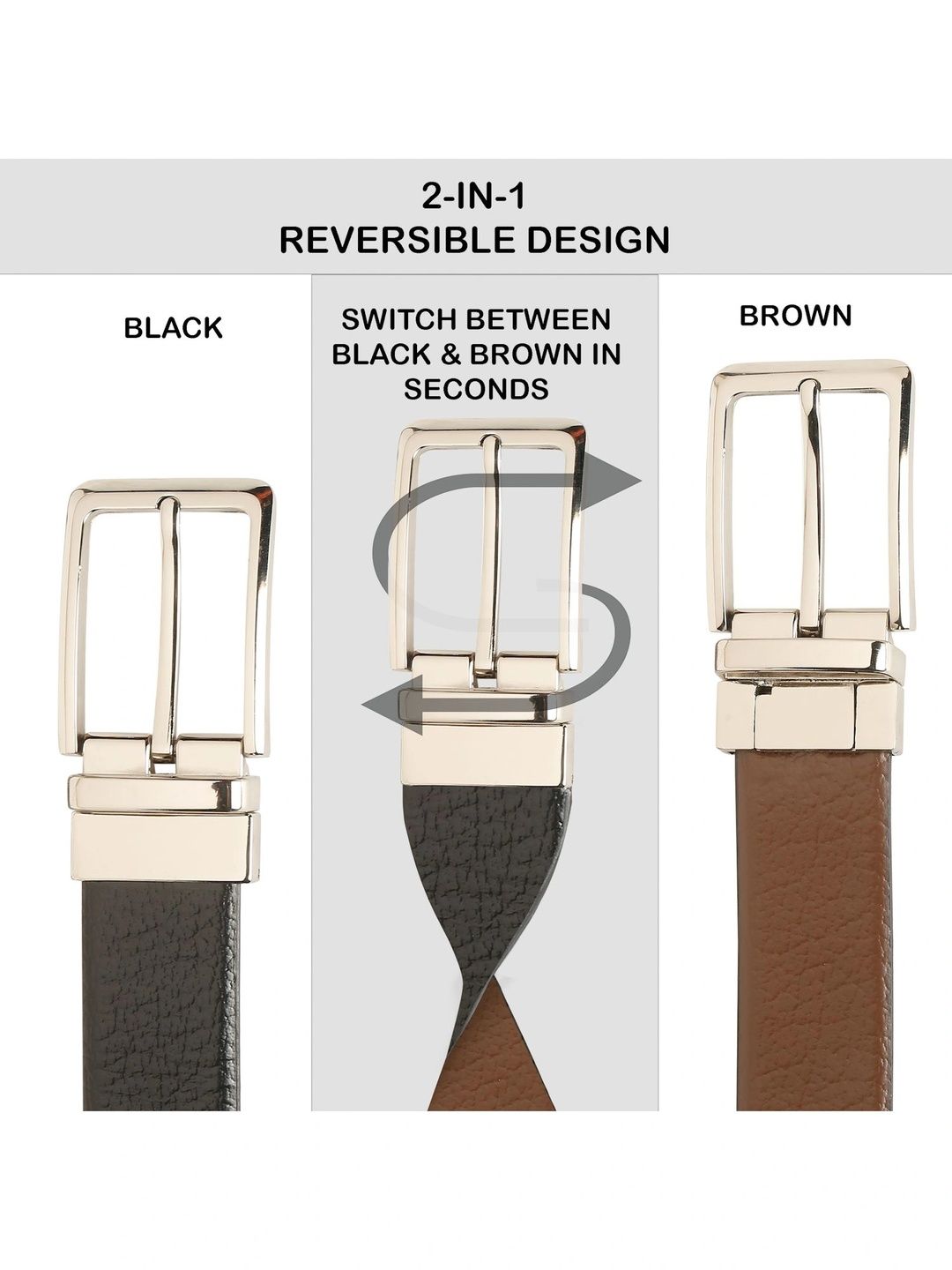 Teakwood Leathers Men Textured Leather Reversible Belt