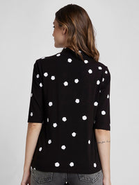 SPYKAR Polka Dots Printed High Neck Cotton Top