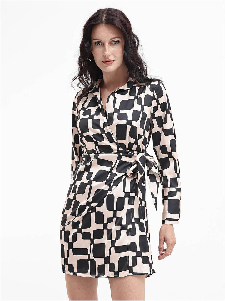 RAREISM Shirt Collar Wrap Mini Dress