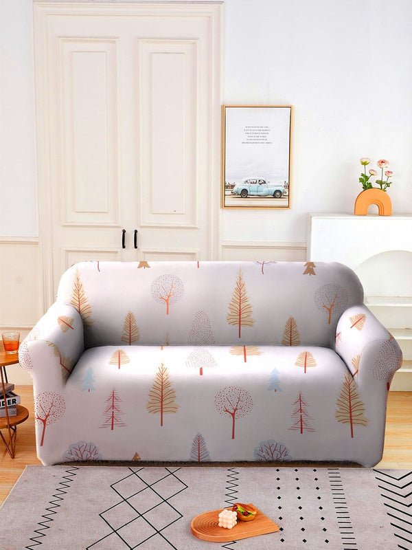 Cortina Beige & Brown Quirky Printed 2-Seater Sofa Cover