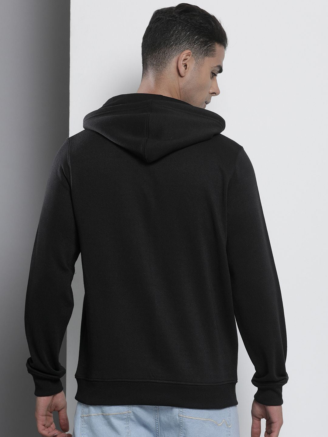 The Indian Garage Co Men Black Printed Hooded Sweatshirt