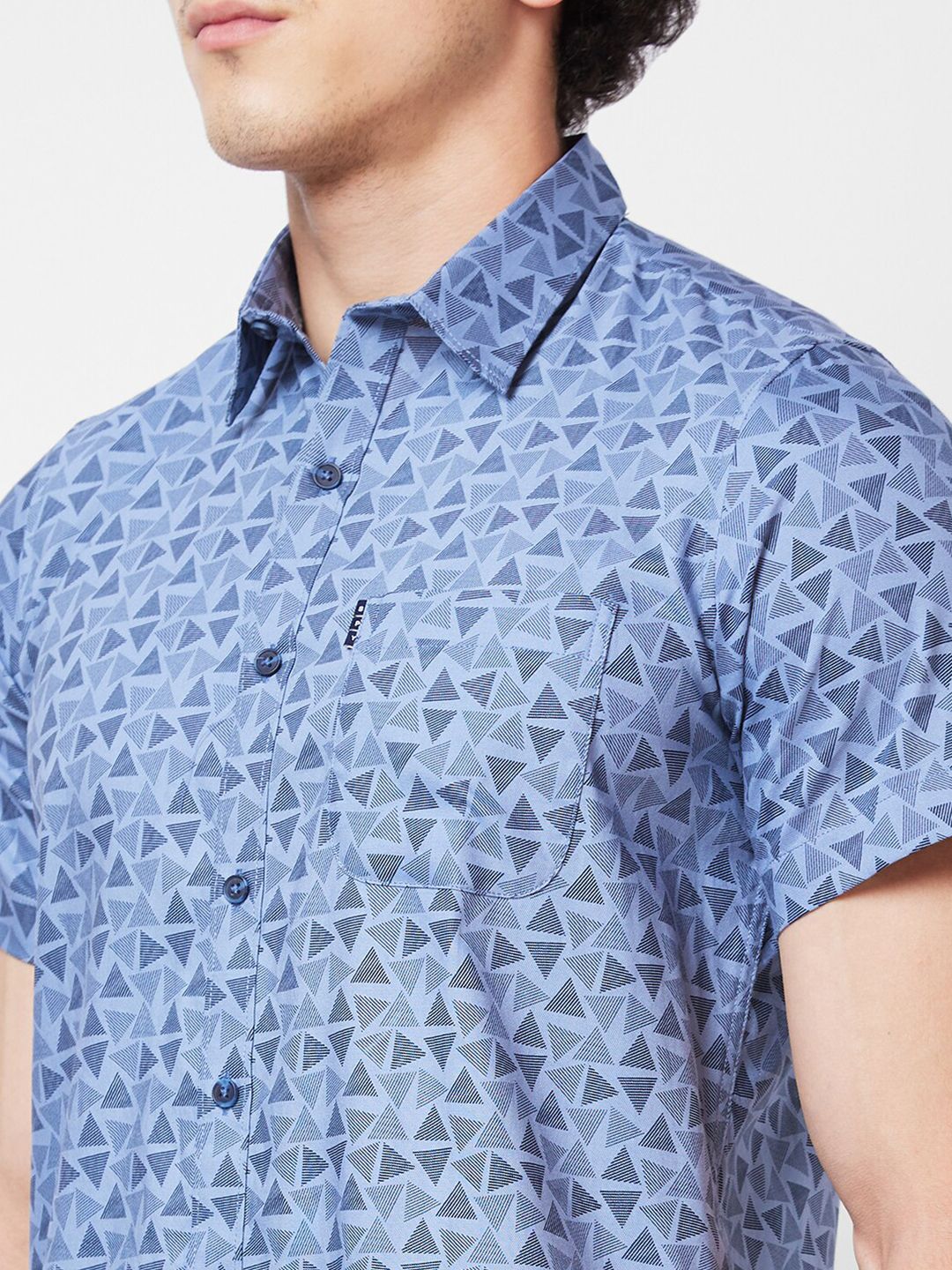 SPYKAR Spread Collar Short Sleeves Geometric Printed Cotton Casual Shirt