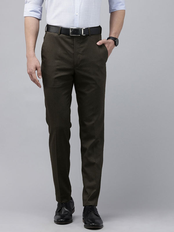 Park Avenue Men Self Design Textured Slim Fit Formal Trousers