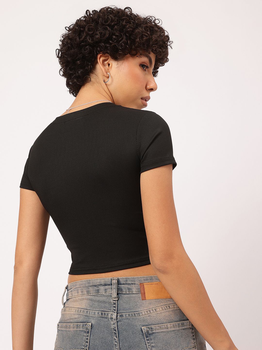 DressBerry Modern Minimalist Ribbed Crop Top