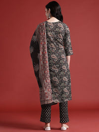 Anouk Paisley Print Pure Cotton Kurta With Trousers & Dupatta