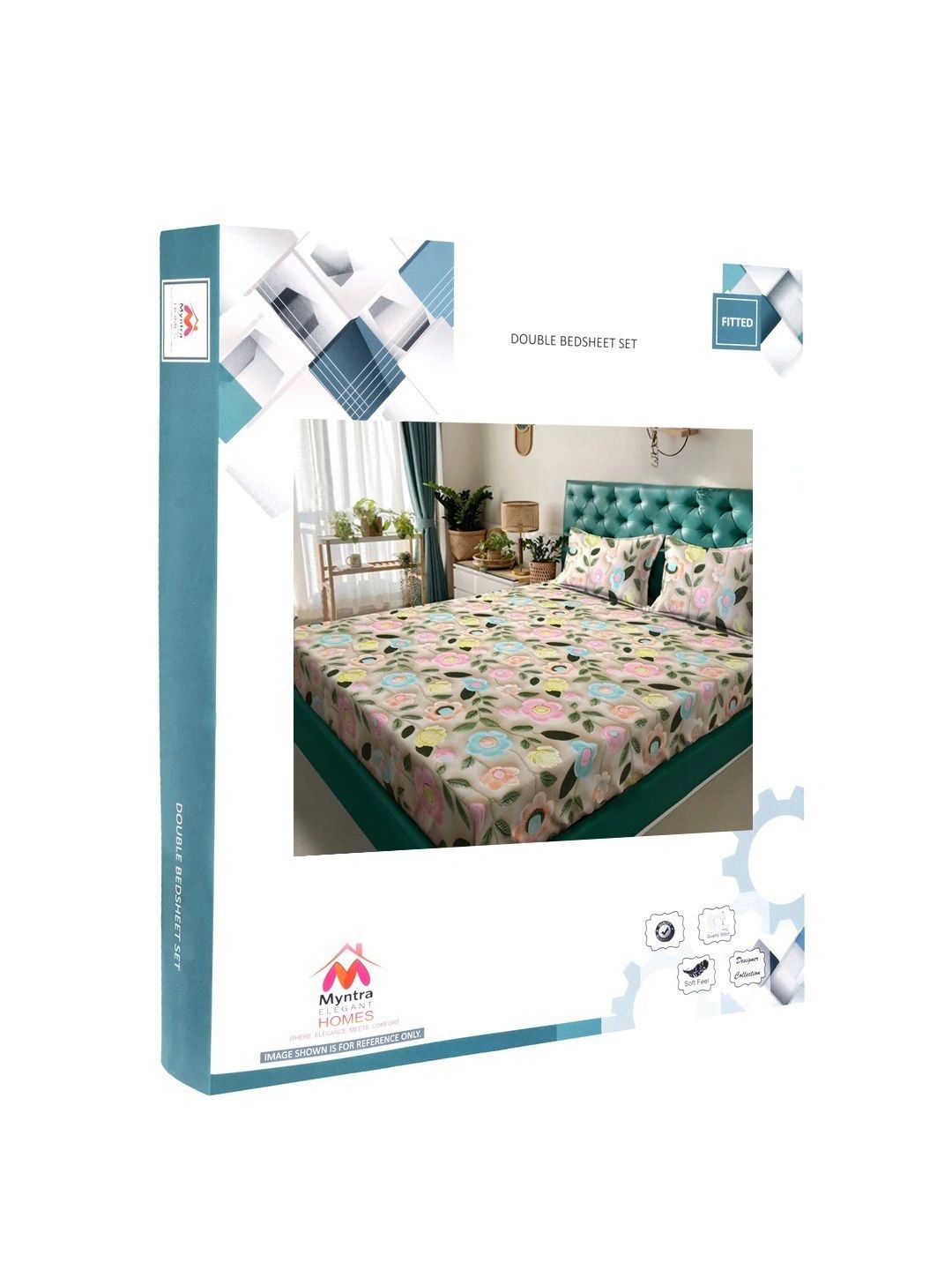 Myntra Elegant Homes Beige Floral 400 TC King Bedsheet with 2 Pillow Covers