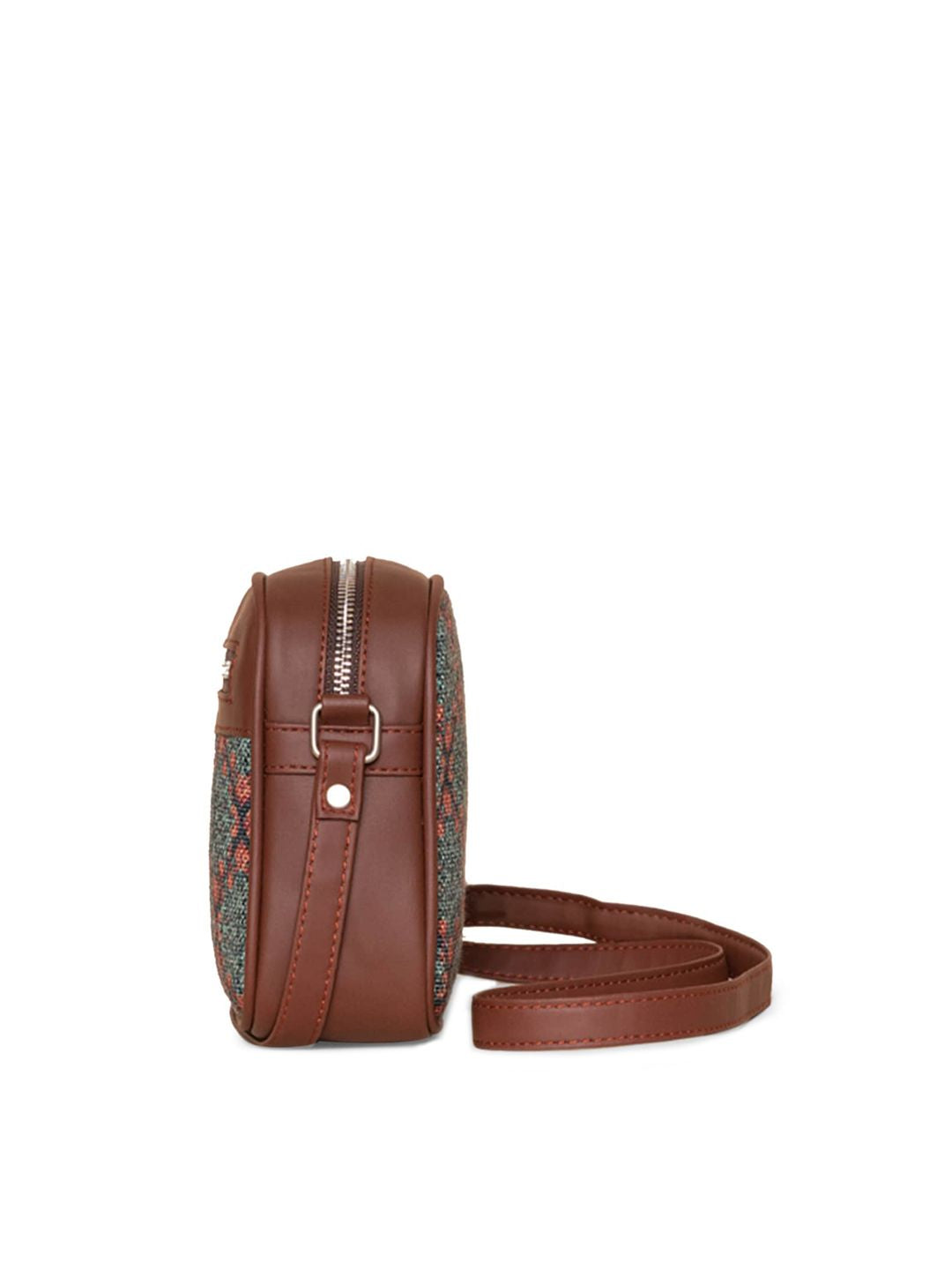 ZOUK Women Teal Textured Structured Sling Bag
