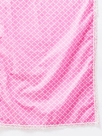 Libas Women Pink Ethnic Motifs Printed Regular Pure Cotton Kurta with Palazzos & With Dupatta