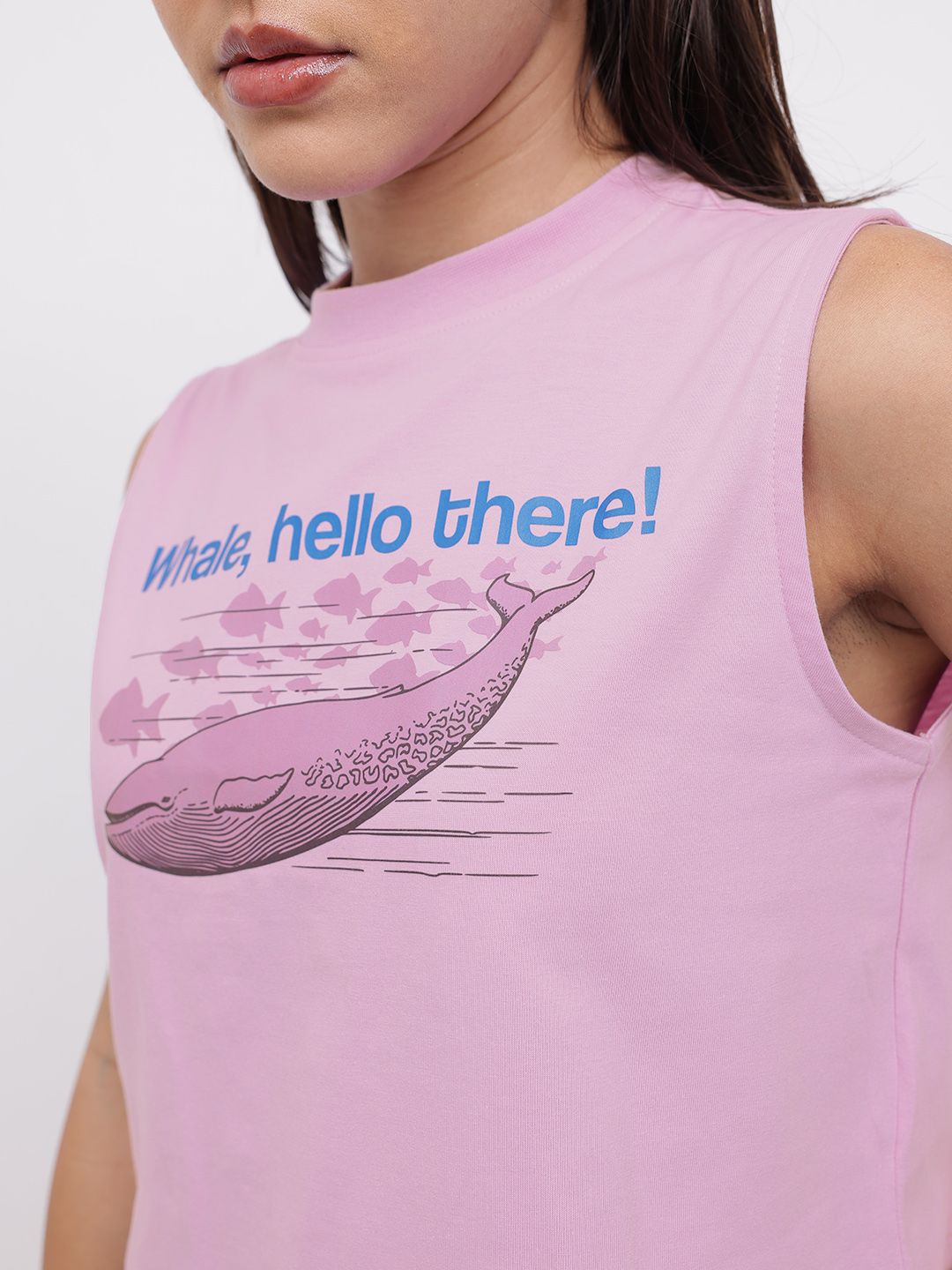 DressBerry As Free As Ocean Printed Sleeveless Crop T-shirt