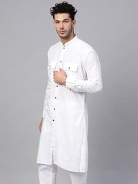 SOJANYA Men White Solid Pathani Kurta