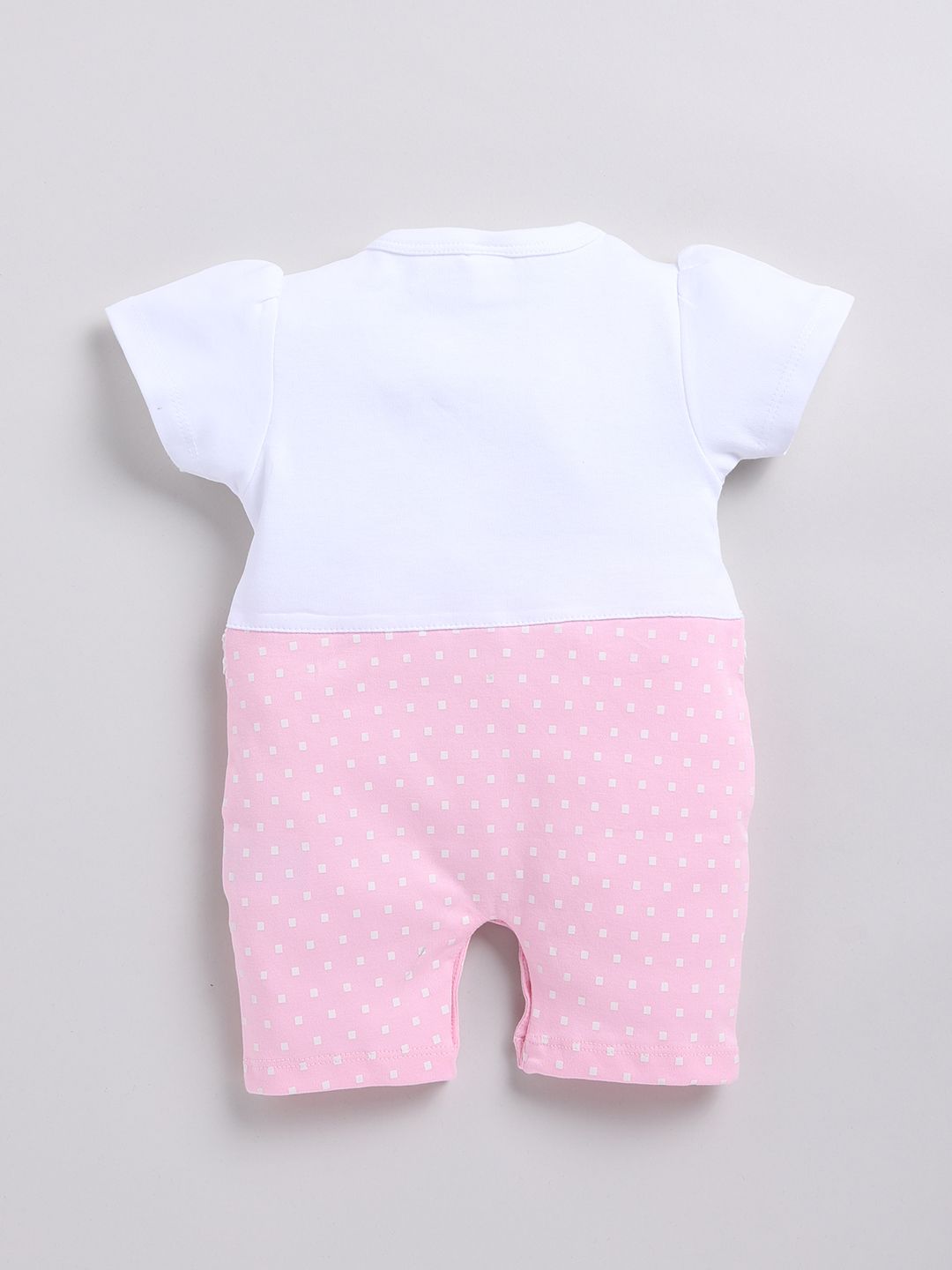 Moms Love Infant Girls Printed Cotton Rompers with Applique Detail