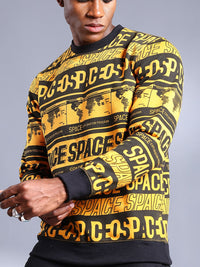 The Indian Garage Co Men Mustard Printed Sweatshirt
