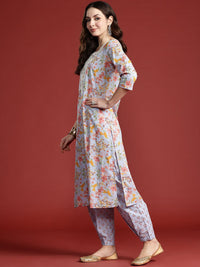 Indo Era Floral Printed Pure Cotton Kurta with Salwar & With Dupatta