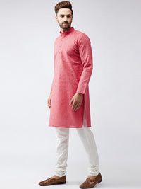 SOJANYA Men Pink Solid Kurta Lurus