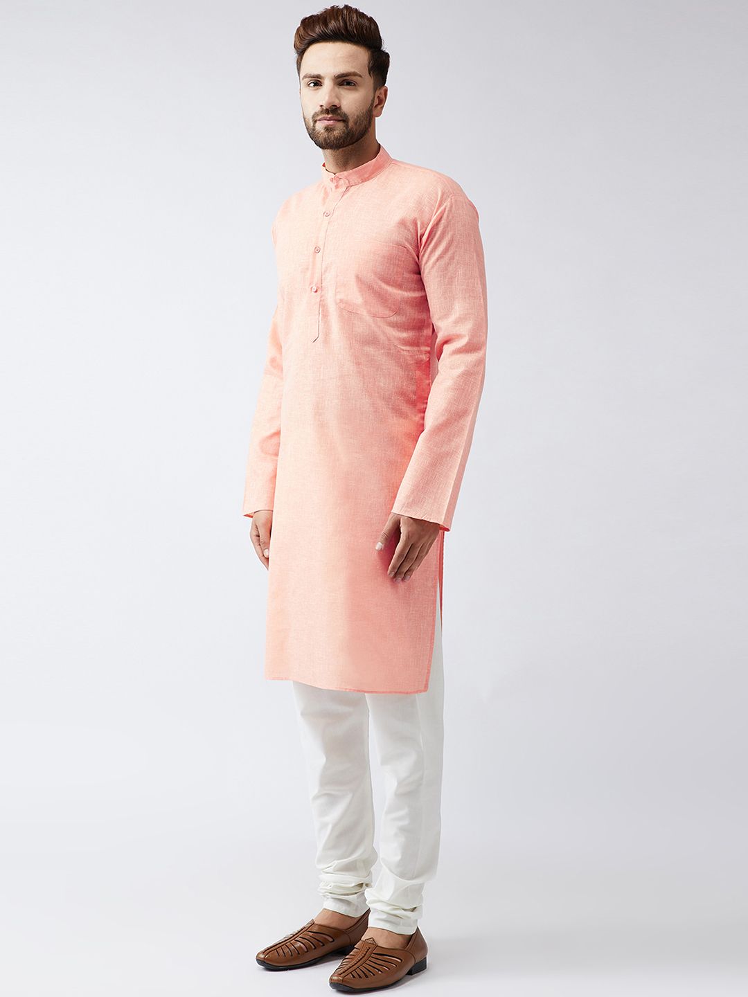 SOJANYA Lelaki Coral Solid Kurta Lurus