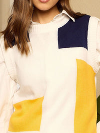 Berrylush Women Colourblocked Sleeveless Sweater Vest