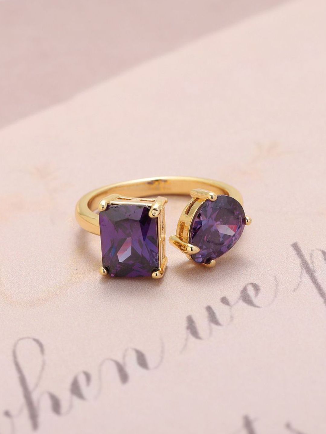 Cincin Bliss Toi-Et-Moi Salty Plum untuk Wanita & Gadis Cincin Jari Perhiasan Aksesori