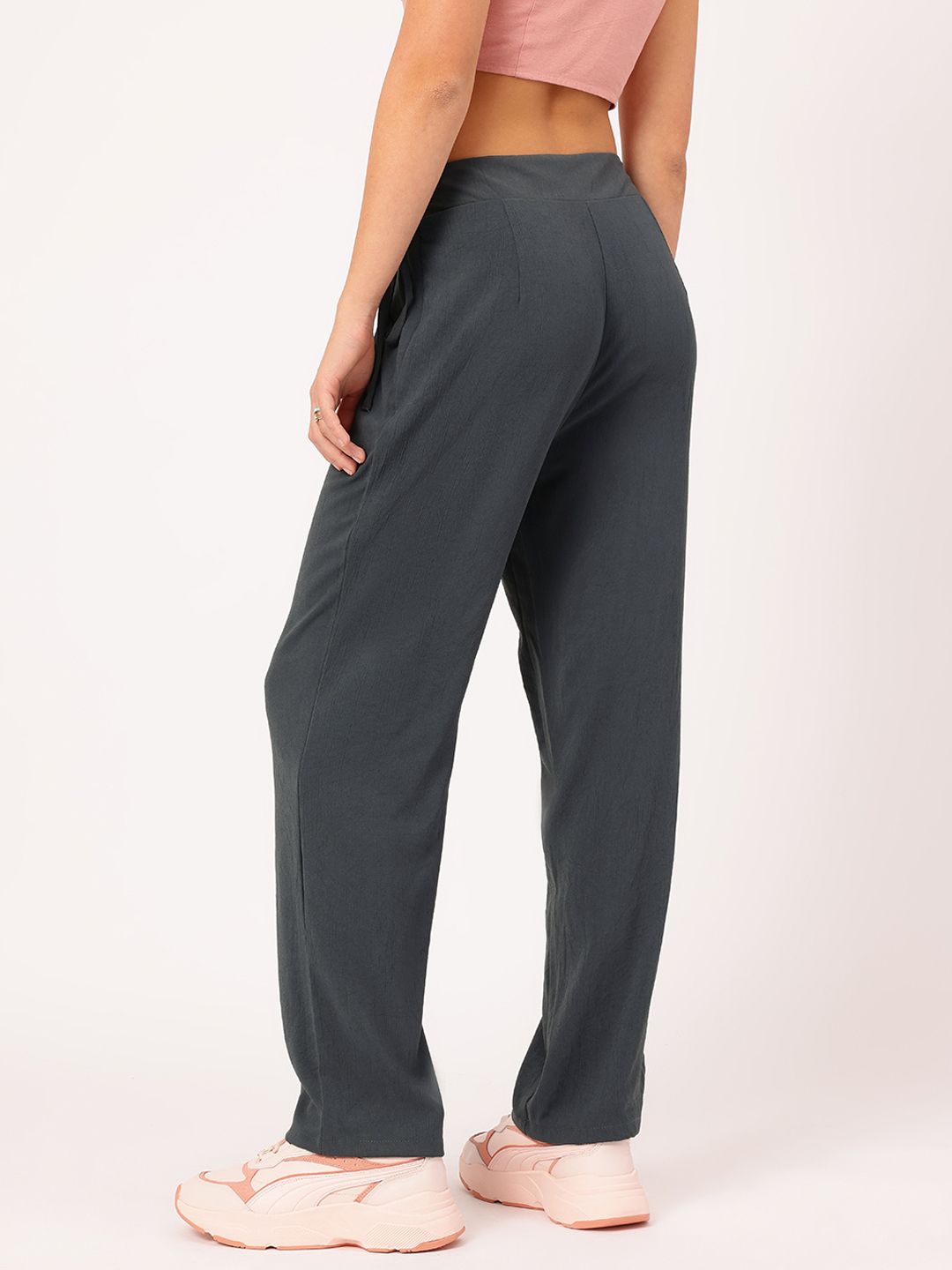 DressBerry Women Tie-Up Twist Crinkled Trousers