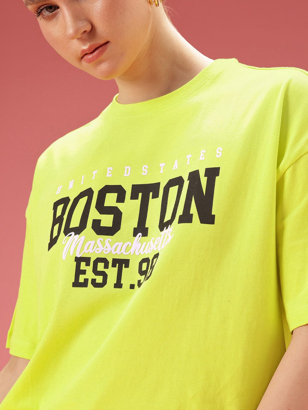 DressBerry Pure Cotton Typography Printed Relaxed Fit T-shirt