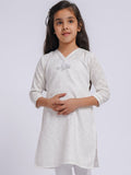 VASTRAMAY Girls Geometric Woven Design Jacquard Weave Cotton Straight Kurta