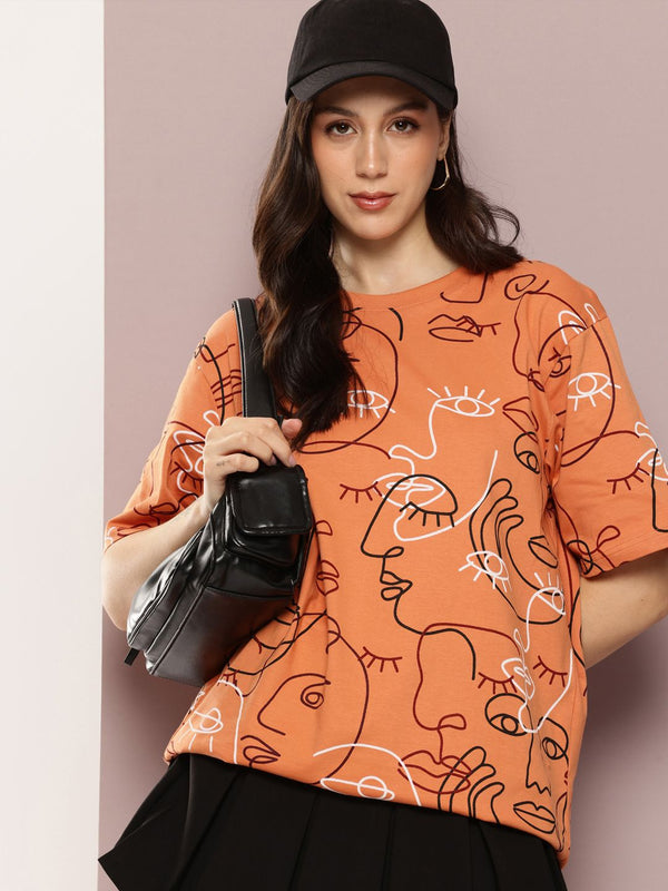 DILLINGER Women's Oversized Crew Neck Printed Tshirt