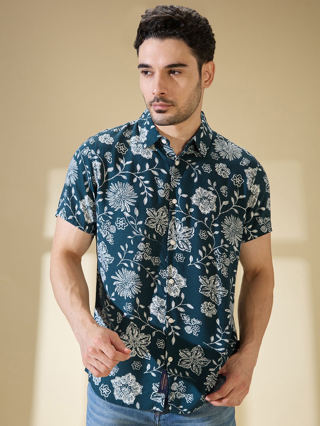 Being Human Slim Fit Floral Printed Casual Shirt
