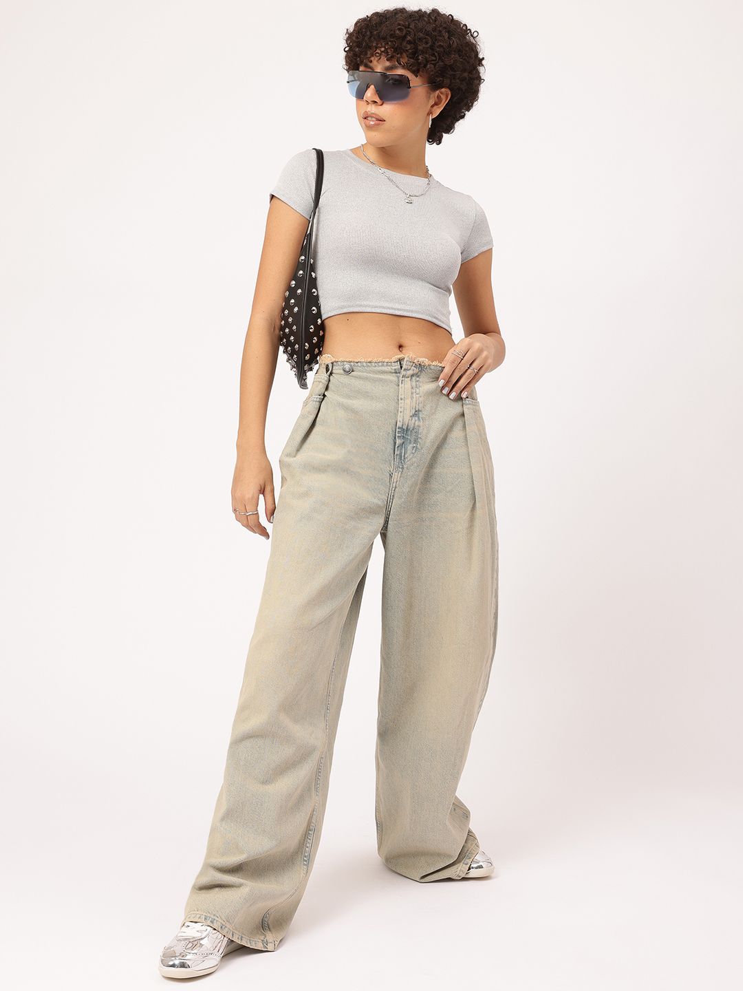 DressBerry Staple Textured Ribbed Crop T-shirt