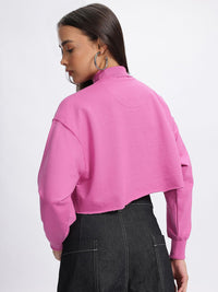 DressBerry Turtle Neck Drop-Shoulder Crop Sweatshirt