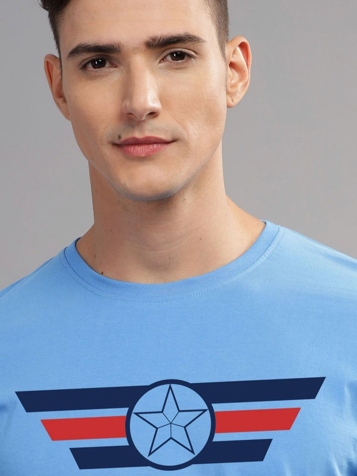 ADRO Men Printed Raw Edge T-shirt