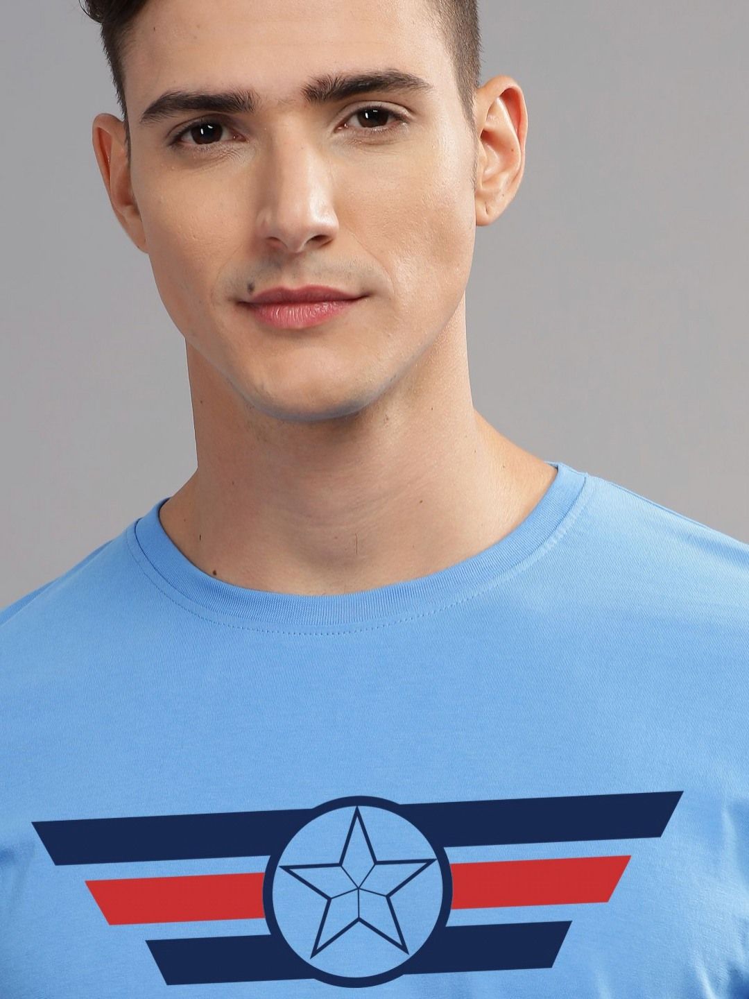 ADRO Men Printed Raw Edge T-shirt