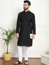 SOJANYA Checked Mandarin Collar Long Sleeves Pure Cotton Kurta with Churidar