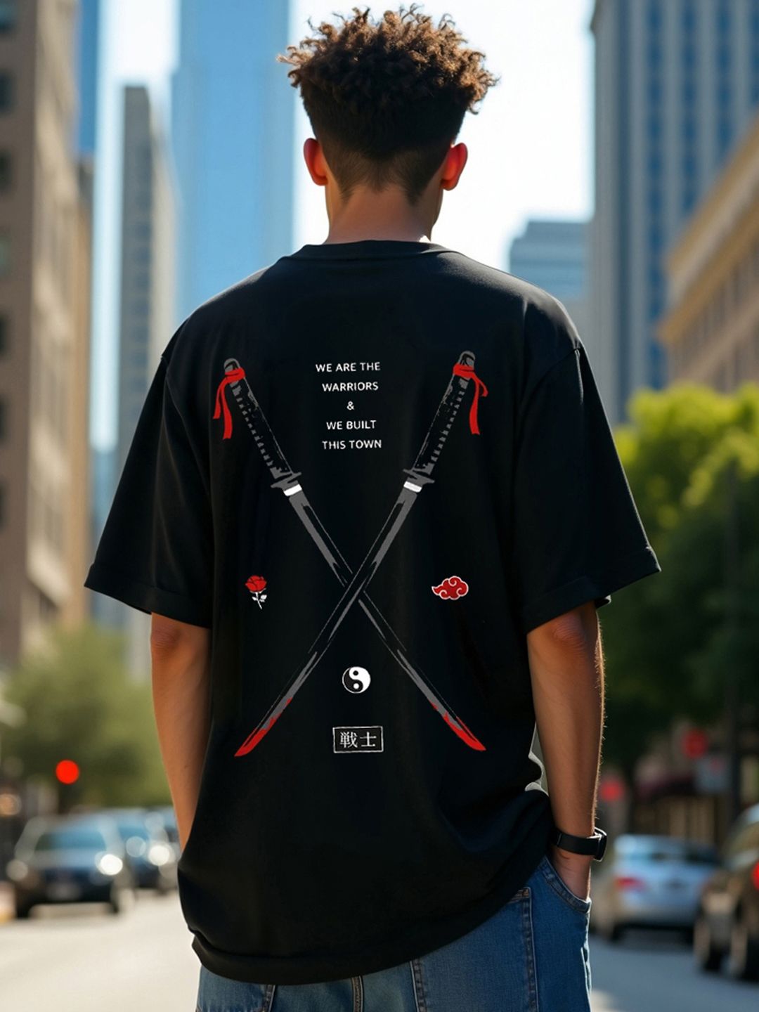 Bewakoof Men Black Typography Back Print Oversized T-shirt
