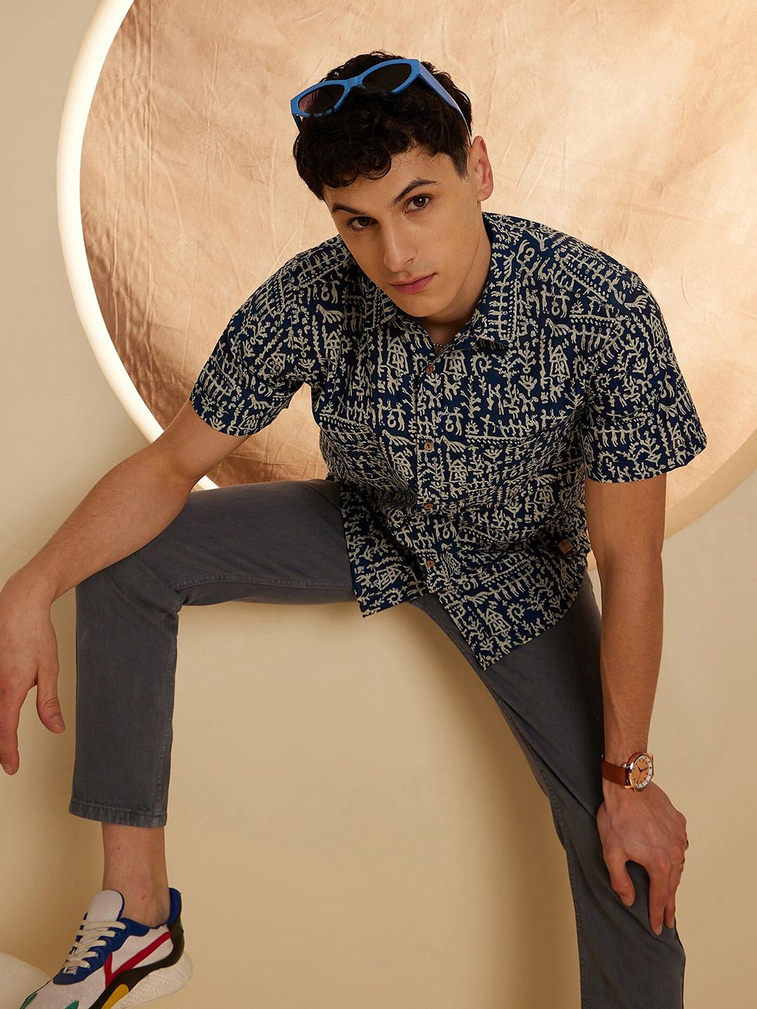 DENNISON Hand Block Printed Lightweight Casual Shirt