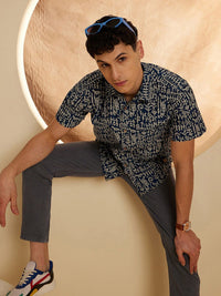 DENNISON Hand Block Printed Lightweight Casual Shirt