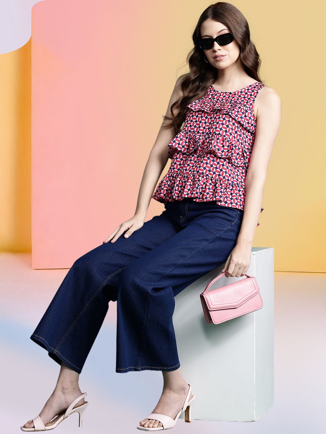 DressBerry Geometric Print Tiered Top