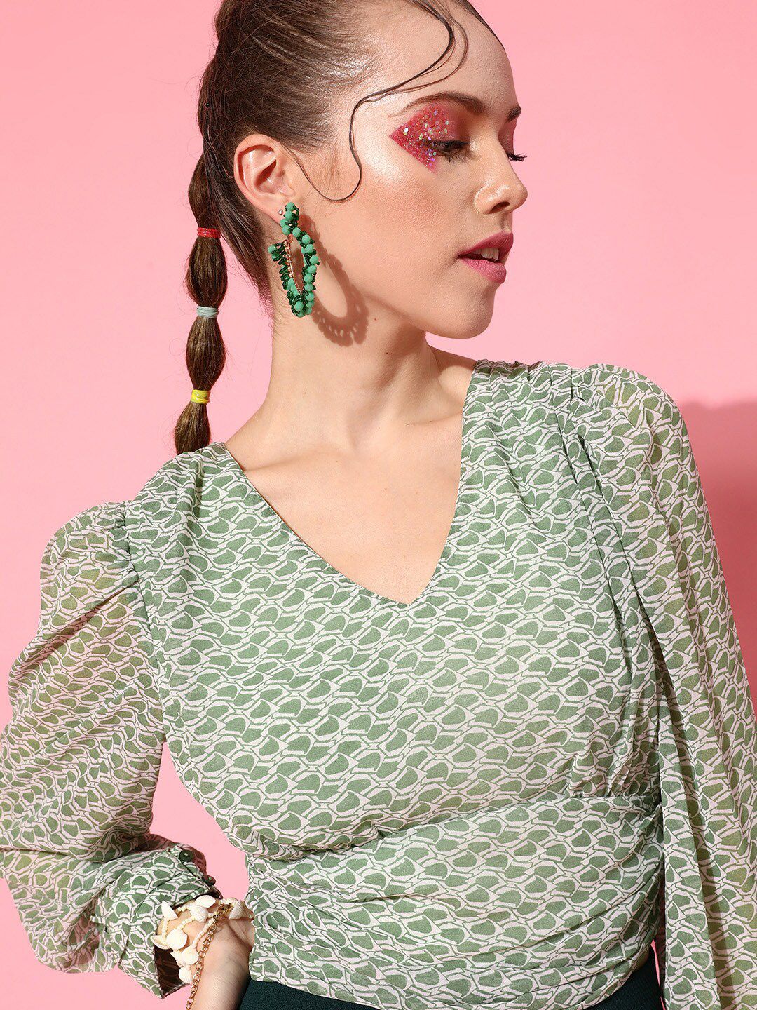STREET 9 Gorgeous Green Self-Design Top