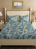 Myntra Elegant Homes Biru Turquoise & Berwarna Krim Cadar King 300 TC dengan 2 Sarung Bantal