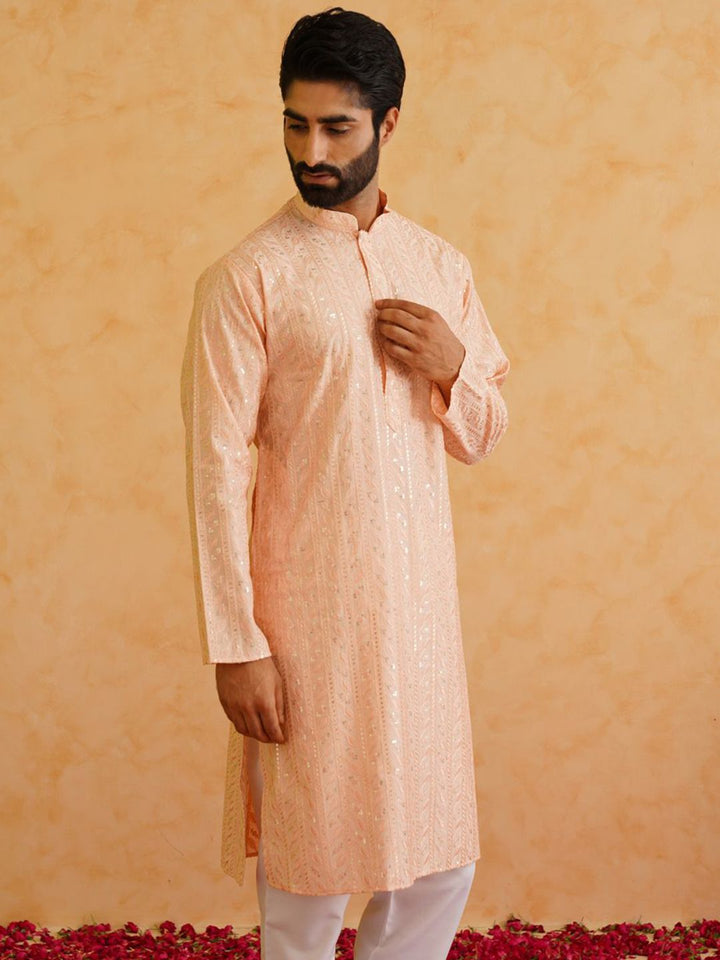 SOJANYA LUXE Motif Etnik Bersulam Kurta Sutera Kapas Labuci Dengan Piyama
