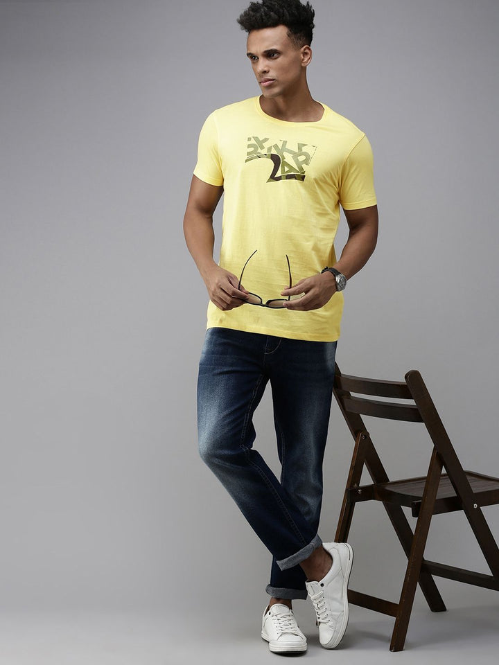 SPYKAR Brand Logo Printed Pure Cotton Slim Fit T-shirt