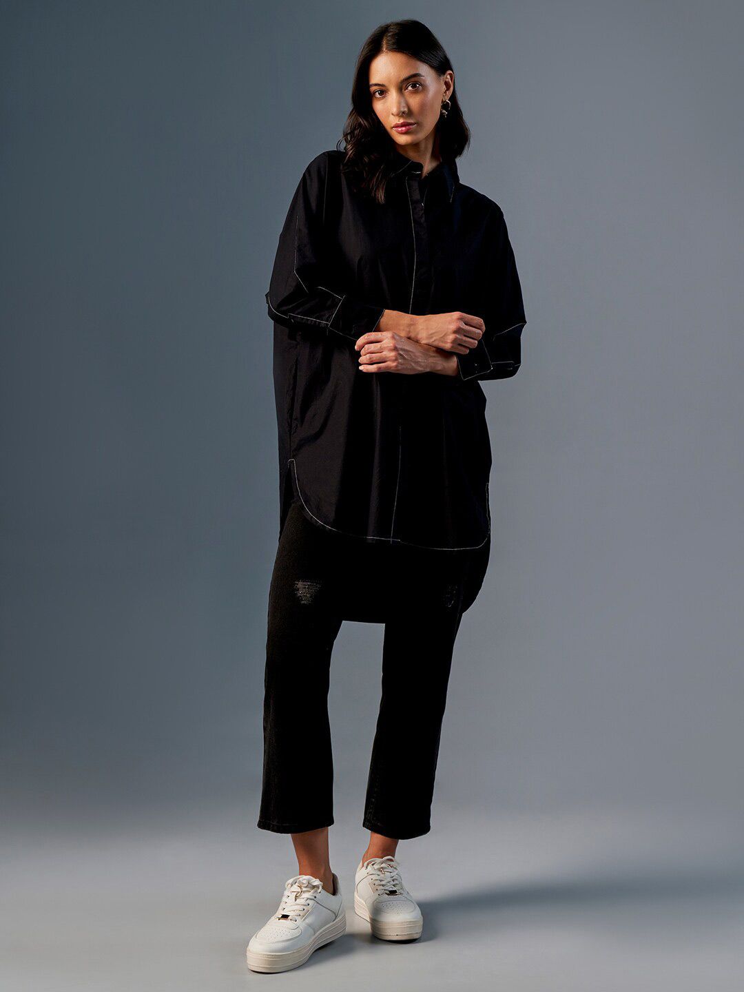 AND Shirt Collar Cotton Shirt Style Top