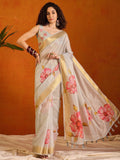 Saree mall Floral Printed Zari Organza Sungudi Sarees