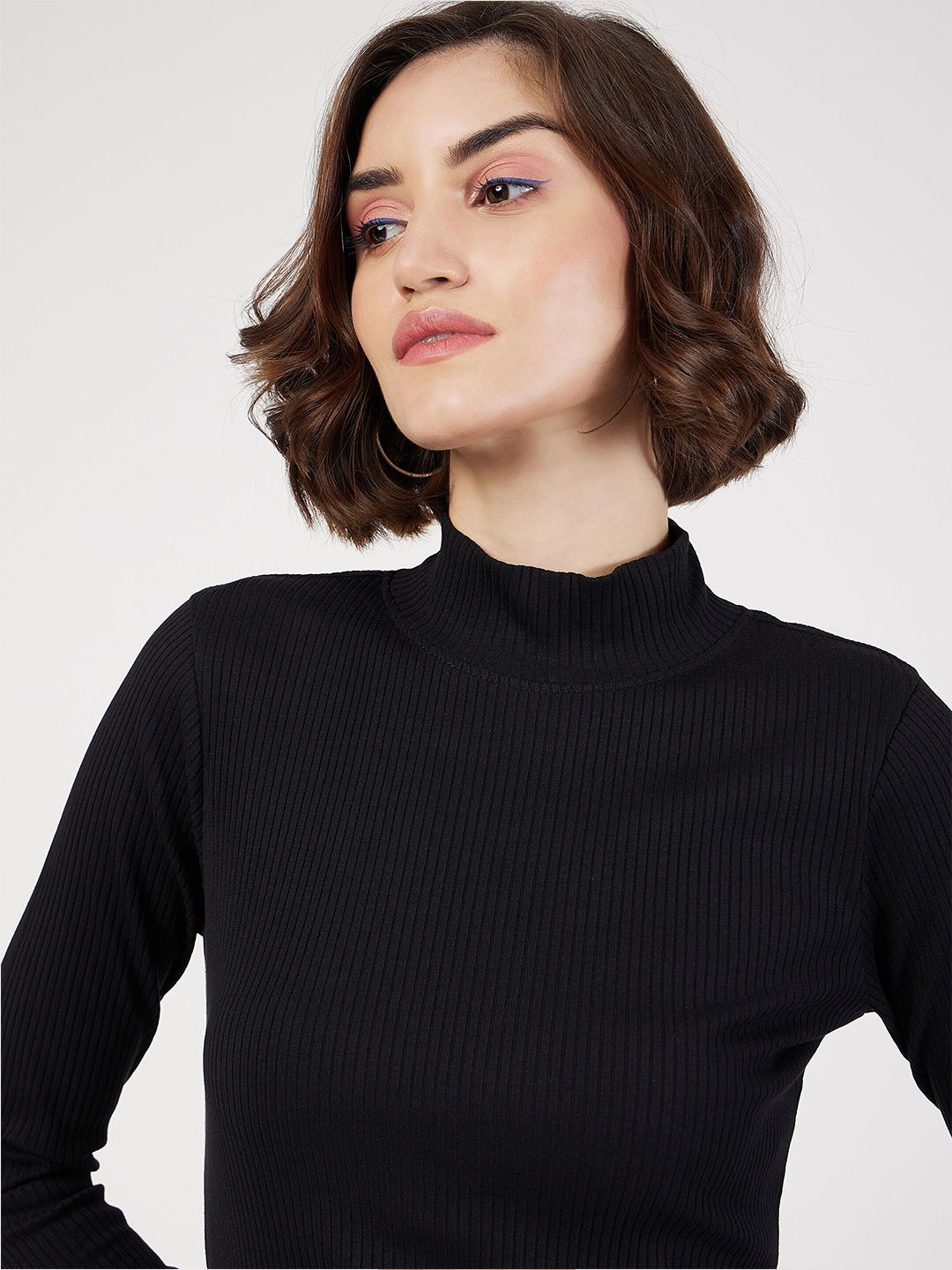 SASSAFRAS High Neck Mini Sheath Sweater Dress