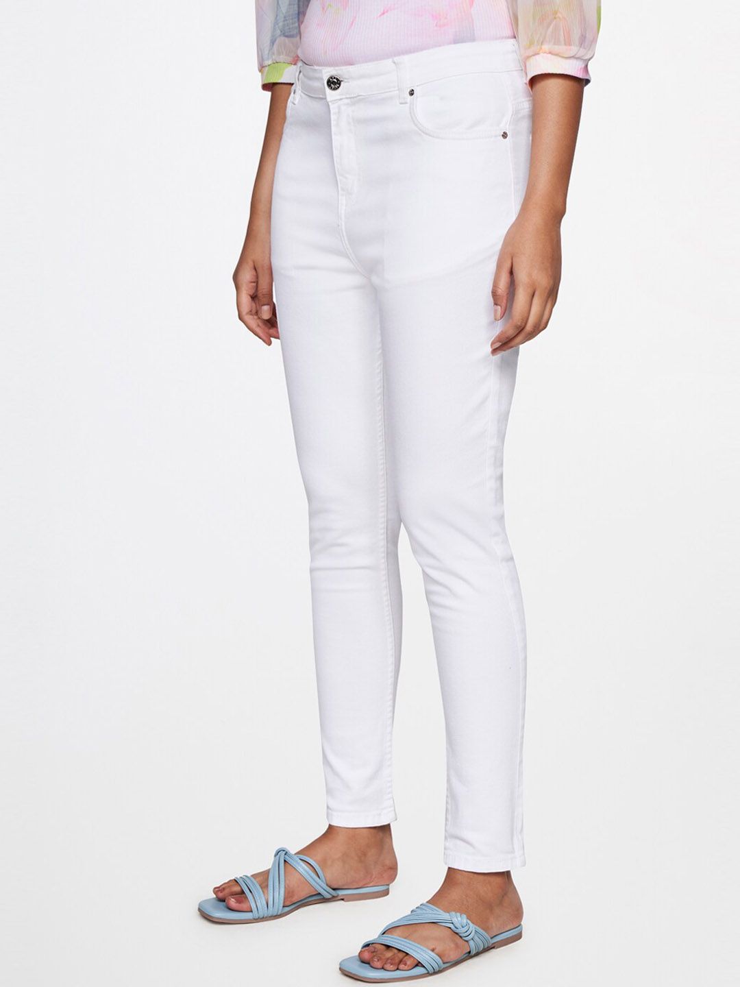 AND Women Mid-Rise Skinny Fit Dark Shade Cotton Jeans
