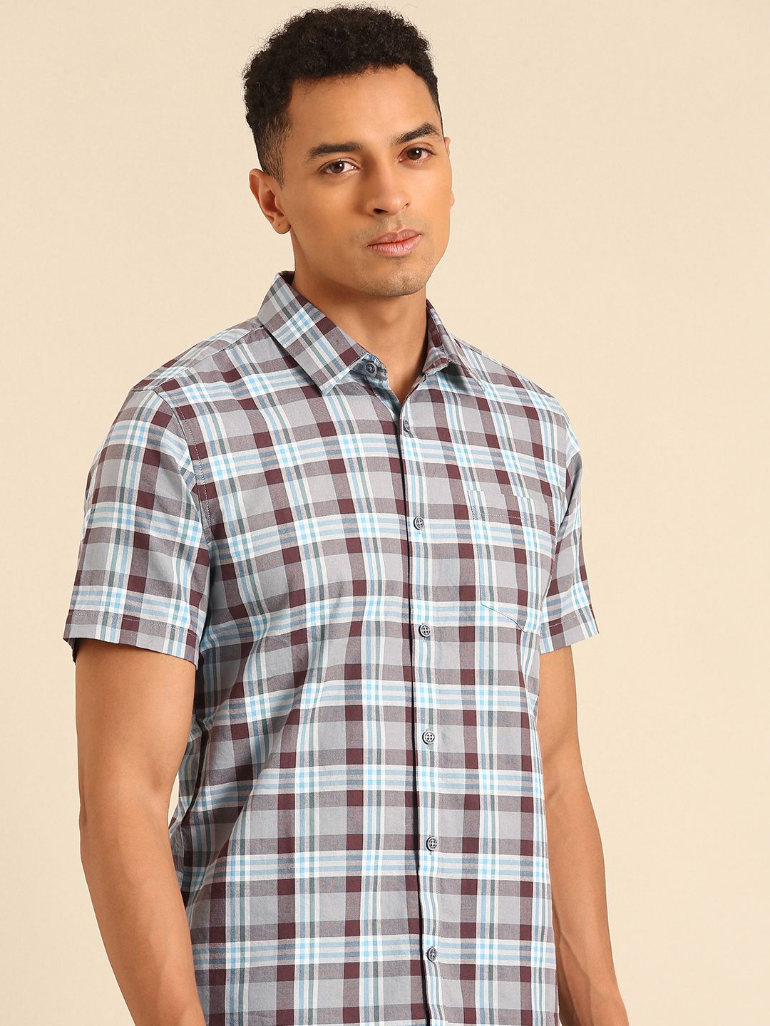 Being Human Slim Fit Opaque Checked Pure Cotton Casual Shirt